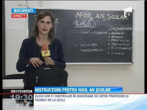 Elevii vor fi controlati in ghiozdane atunci cand intra in scoala sau in sala de clasa