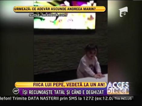 Maria, fiica lui Pepe este in culmea fericirii atunci cand isi aude tatal cantand la televizor