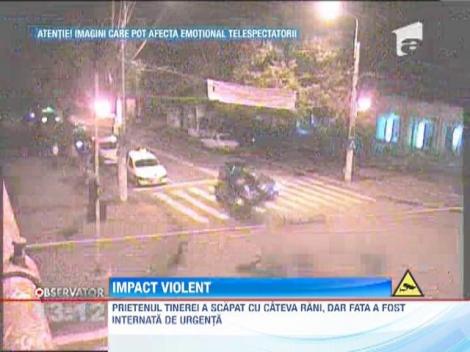 Impact violent intre un autoturism si o motocicleta, intr-o intersectie din Braila