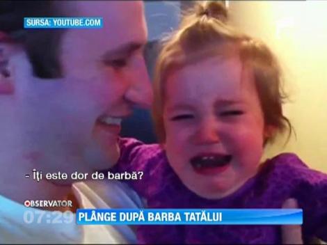 O fetita a inceput sa planga in hotote, dupa ce tatal ei si-a ras barba