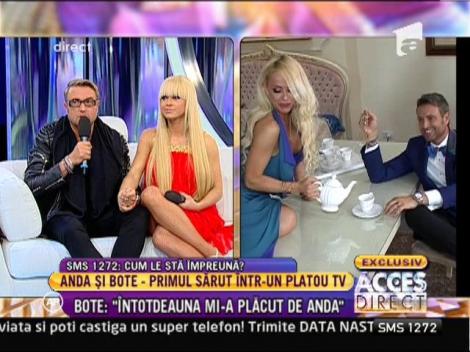 Anda Adam si Catalin Botezatu, primul sarut intr-un platou TV: "Nu ne pasa de gura lumii!"