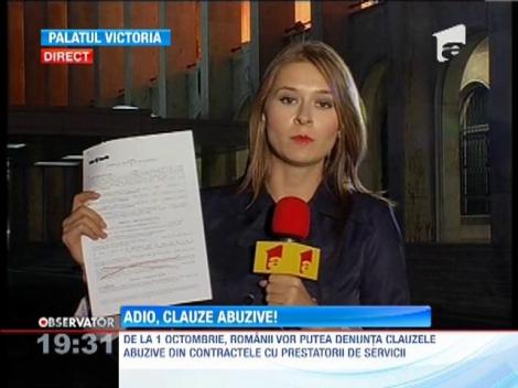 Romanii pot denunta clauzele abuzive din contractele de prestari servicii, de la 1 octombrie