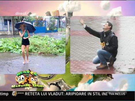 Flavia, dans sexy in ploaie! Costi Ivascu a incercat sa o imite!