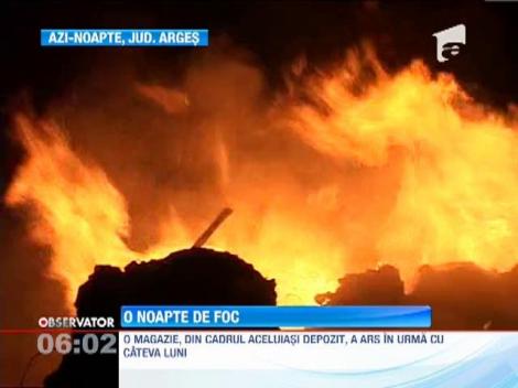 Un depozit de materiale plastice din judetul Arges s-a facut scrum