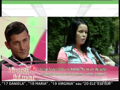 Andrei: "O sa-mi cer eliminarea din competitie pentru a fi cu fosta mea iubita, Adina. O iubesc enorm!"