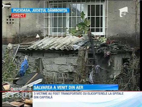 Un bloc din orasul Fieni a fost devastat de explozia unui apartament