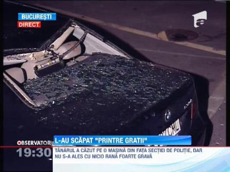 Un infractor a sarit de la etajul 4 al Sectiei 10 politie.