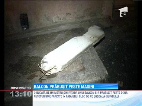Bucuresti: Balcon prabusit peste masini