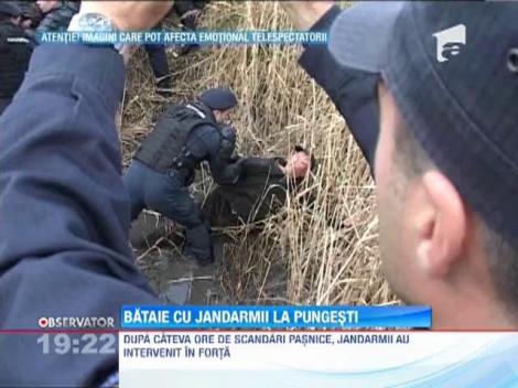 Protestatari luati la pumni de jandarmi! Fortele de ordine au curmat violent un protestul impotriva exploatarii gazelor de sist
