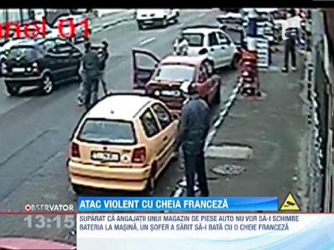 Un sofer a sarit sa bata angajatii unui magazin cu o cheie franceza