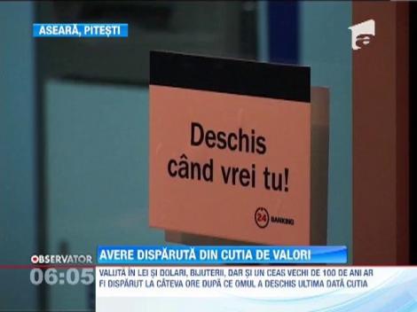 O cutie de valori plina cu bani a disparut dintr-o sucursala bancara din Pitesti!