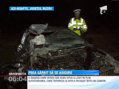 Accident provocat de un sofer prea grabit: 3 masini distruse si 5 oameni raniti