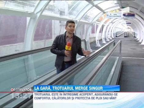 Trotuarul rulant, ce face legatura intre Gara de Nord si Gara Basarab, a fost inaugurat de primarul Capitalei