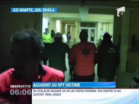 Braila: Opt oameni au fost raniti intr-un grav accident