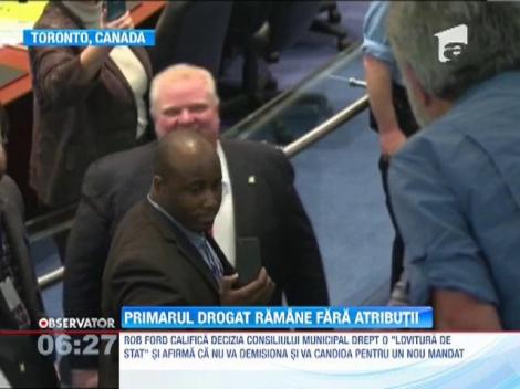 De când a recunoscut că s-a drogat cu cocaină, primarul oraşului Toronto şi-a pierdut aproape toate atribuţiile