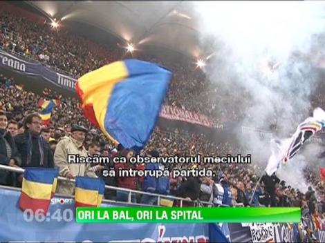 62 de suporteri români, reţinuţi de jandarmi