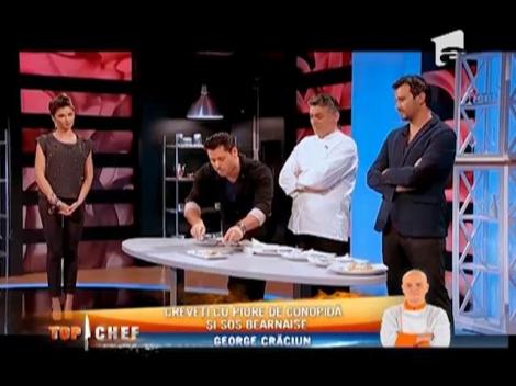 Degustarea: Consumme de ciuperci cu creveţi & Creveţi cu piure de conopidă şi sos bearnaise