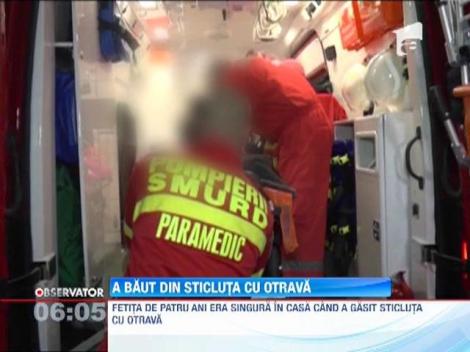 O fetiţă de patru ani din Suceava a fost salvată în ultima clipă, după ce a băut un flacon cu insecticid