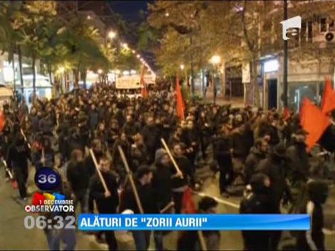 Susţinătorii partidului Zorii Aurii, protestat în faţa Parlamentului elen
