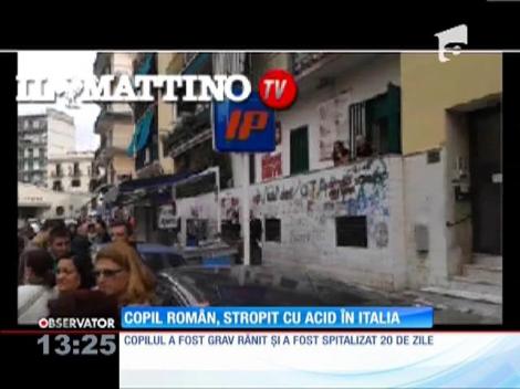 Un copil român a fost stropit cu acid de o italiancă