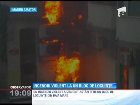 Incendiu violent la un bloc de locuinţe din Baia Mare