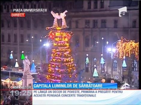 S-au aprins luminile de Crăciun, in Bucureşti