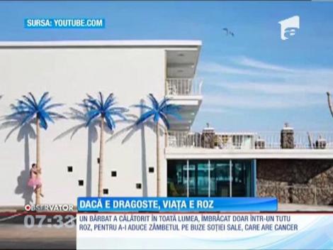 S-a pozat îmbrăcat într-un tutu roz pentru a-i aduce zâmbetul soţiei sale