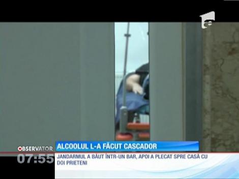 Un jandarm beat s-a răsturnat cu maşina azi noapte pe o şosea din Dâmboviţa