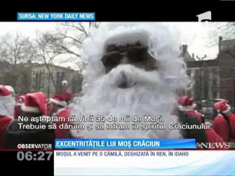 Moş Crăciun s-a plimbat cu o cămilă şi cu o maşină de pompieri, în SUA