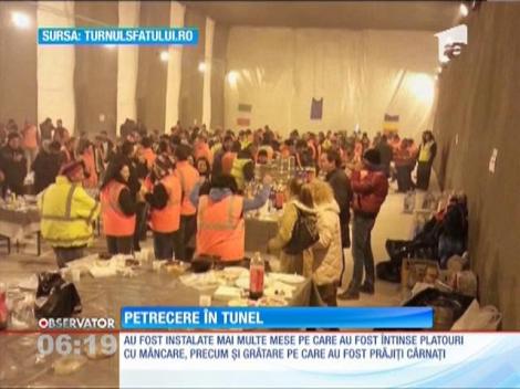 Petrecere în tunel cu cârnaţi şi bere