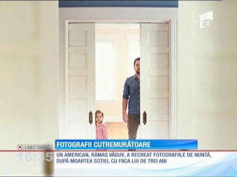 Un văduv a recreat fotografiile de nuntă, dupa moartea soției, cu fiica lui