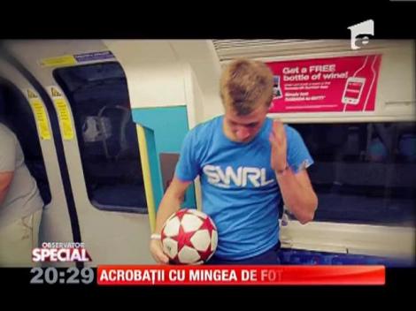 Acrobatii cu minge de fotbal