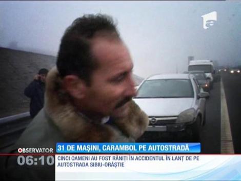 Cei 31 de şoferi care au fost implicaţi în carambolul de pe autostrada Sibiu-Orăştie au fost amendaţi