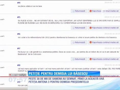 Antena 3 a iniţiat o nouă petiţie prin care cere demisia preşedintelui Traian Băsescu