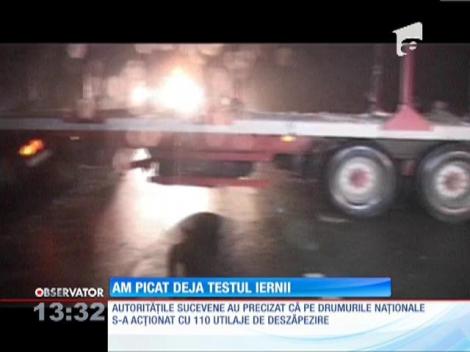 Primele semne ale iernii, mari bătăi de cap pentru şoferi suceveni