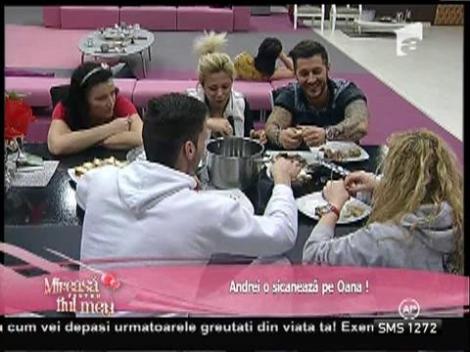 Cristina este deranjată de glumele existente între Andrei şi Oana