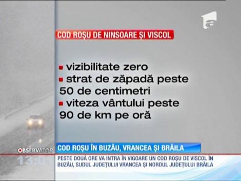 Cod roşu de viscol în Brăila, Buzău şi Vrancea!