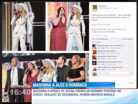 Madonna a apărut pe scena premiilor Grammy purtând un corset realizat de designerul român Andreea Badală