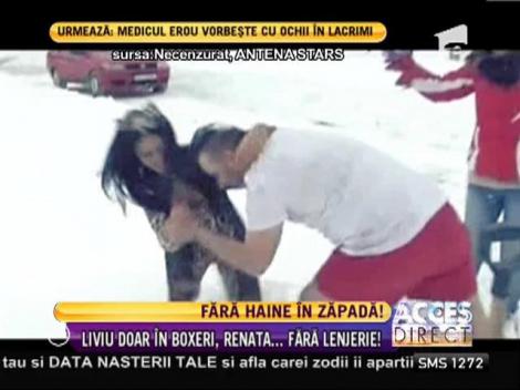 Liviu Guţă şi Renata, hârjoneală în zăpada