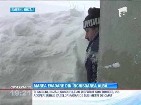 În zeci de sate din Moldova, oamenii taie nămeţii cu drujba, ca să iasă din case!