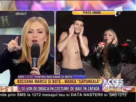 Roxana Marcu şi Răzvan Botezatu, dansează în zăpadă îmbrăcaţi doar în costume de baie!