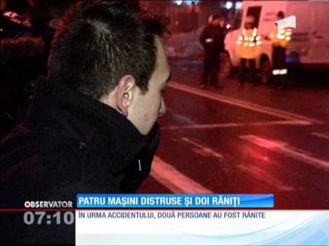 4 maşini distruse şi 2 răniţi în urma unui accident rutier