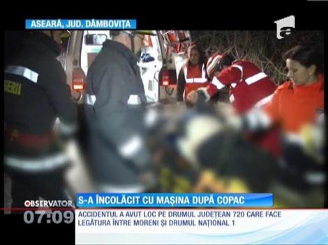 S-a încolăcit cu maşina în jurul unui copac