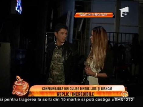Bianca Drăguşanu şi Luis Lazarus, replici incredibile în culisele emisiunii "Un show păcătos"
