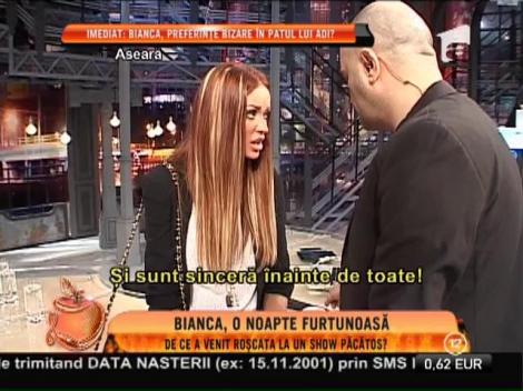 Bianca Drăguşanu, o noapte furtunoasă în platoul "Un show păcătos"
