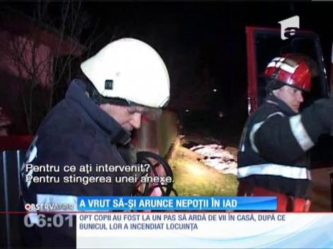 Un batrân cu probleme psihice a incendiat casa în care se aflau cei opt nepoţi ai săi