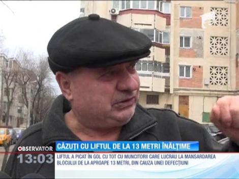 Iaşi: trei muncitori au căzut în gol cu liftul de la 13 metri
