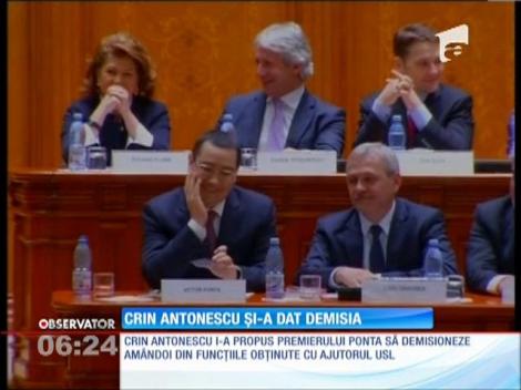 Crin Antonescu a demisionat din funcţia de Preşedinte al Senatului