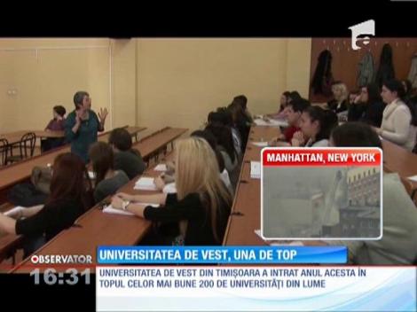 Universitatea de Vest din Timişoara a intrat în topul celor mai bune 200 de universităţi din lume