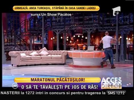 Dan Capatos a luat-o la goana prin platou cu tot cu scaun!